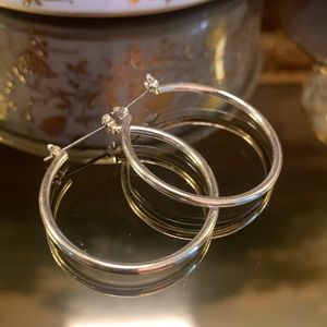 Thin Silver Hoop Earrings
